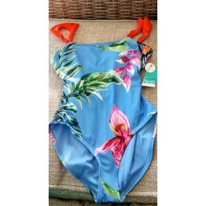 NWT JCPenney Outdoor Oasis Swimsuit AOP Tropical‎ Floral XS Toucan Bouquet